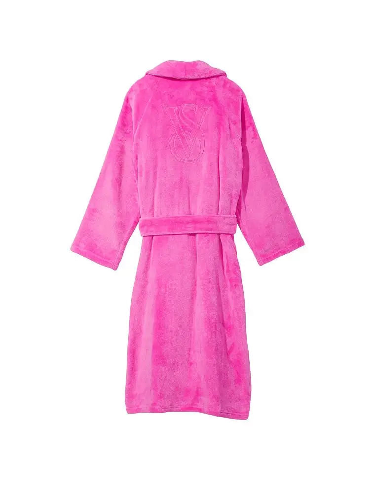 Халат жіночий Victoria's Secret Logo Long Cozy Robe плюшевий XS/S Рожевий (17648629) - фото 4