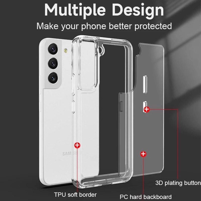 Противоударный чехол TPU+PC 2.0 mm metal buttons для Samsung Galaxy S22+ Clear - фото 3