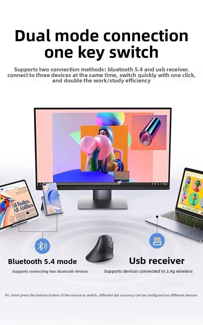 Мышь вертикальная Ugreen 2.4G 5.4 Черная (55559) - фото 18 Мышь вертикальная Ugreen 2.4G 5.4 Черная (55559) - фото 18