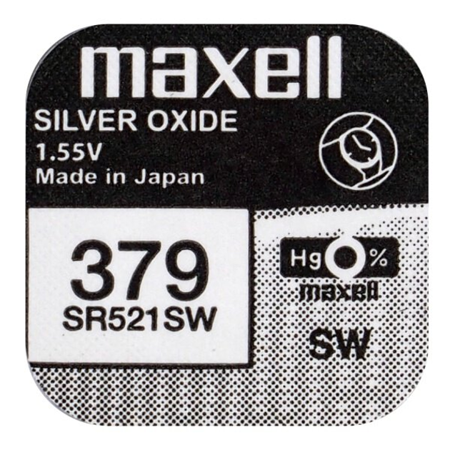 Батарейка часовая серебрянно-цинковая Maxell 379 SR521SW G0 AG0 LR63 1,55V 1 шт. (67)