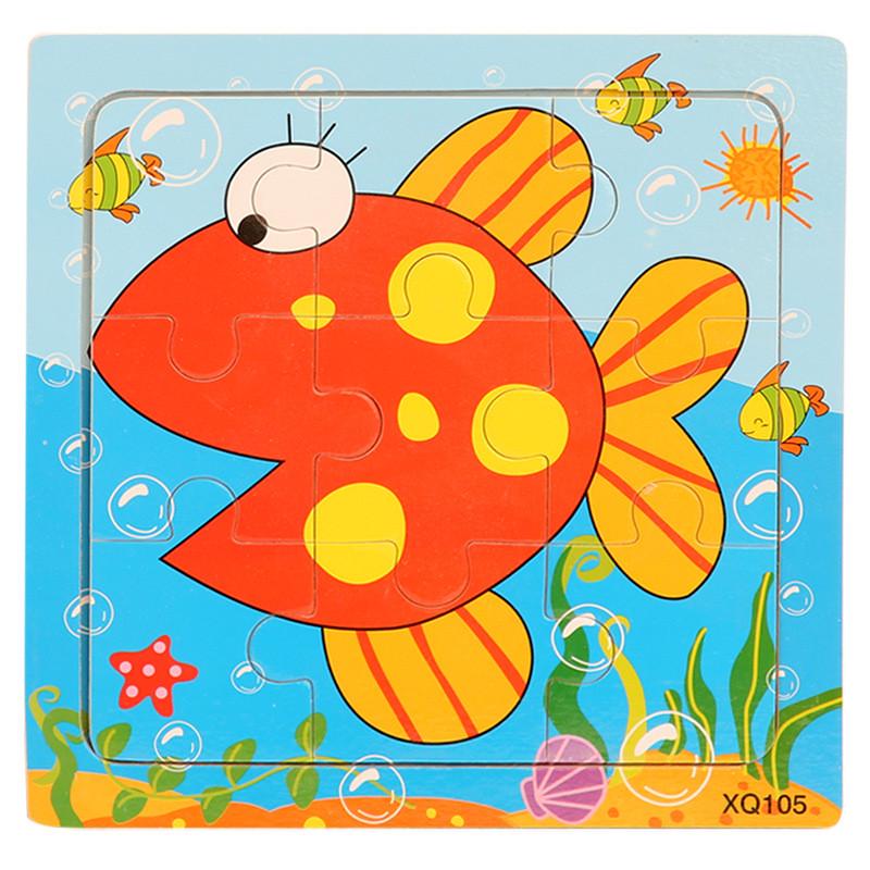 Пазл-рамка деревянный Рыбки из 9 элементов 15x15 см (1896040310)
