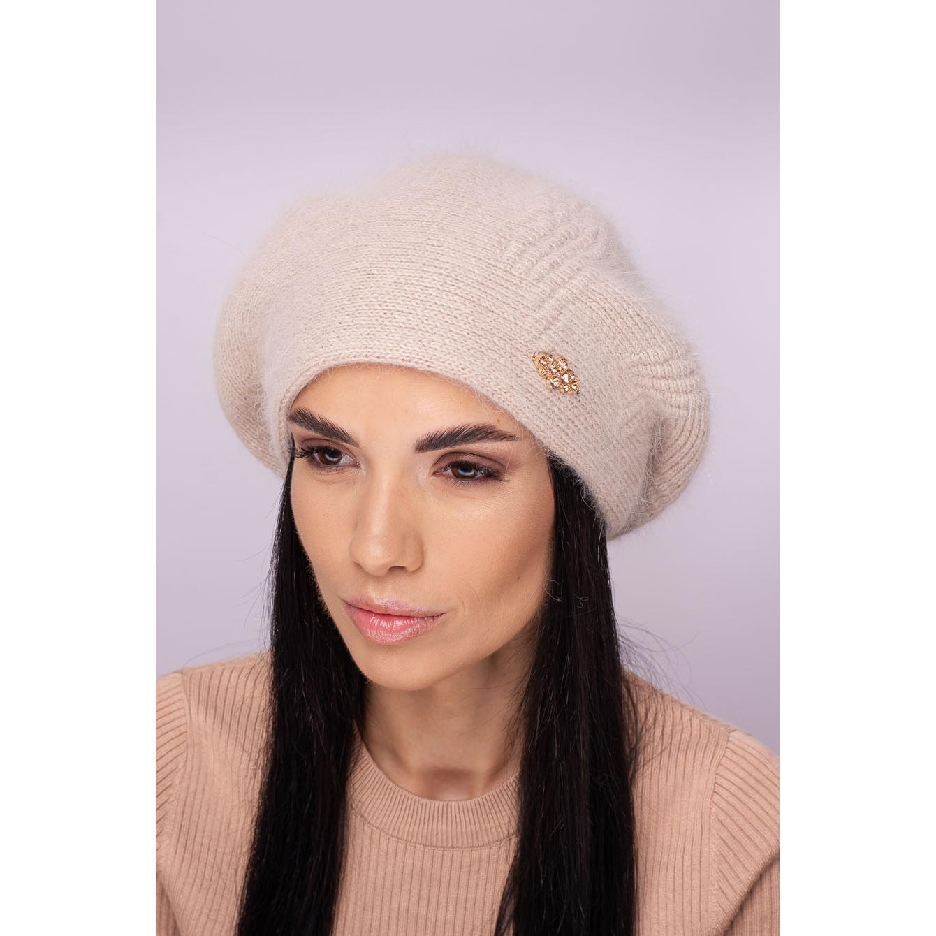 Берет женский ангоровый Leks Диво one size Бежевый