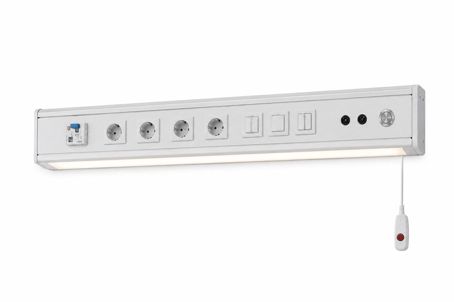 Прикроватный палатный модуль с кислородной розеткой/USB-зарядкой/кнопкой вызова медперсонала/алюминиевый корпус с LED подсветкой Прикроватный палатный модуль с кислородной розеткой/USB-зарядкой/кнопкой вызова медперсонала/алюминиевый корпус с LED подсветкой