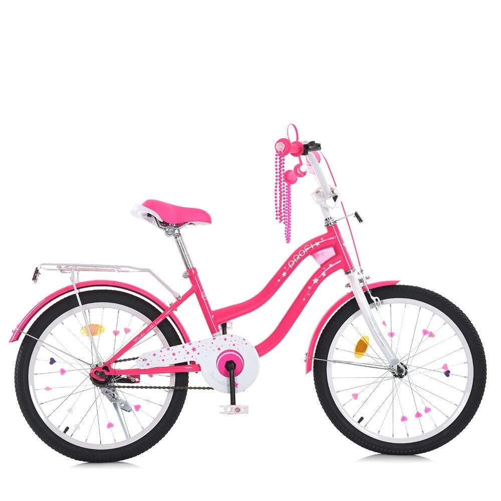 Велосипед для дівчинки PROF1 Star 20" з багажником Рожевий - фото 2 Велосипед для дівчинки PROF1 Star 20" з багажником Рожевий - фото 2