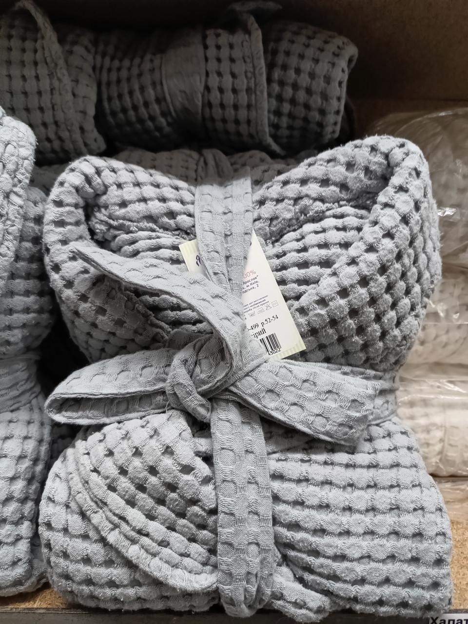 Халат вафельный 3D р. 48-50 Серый (Ф-499) - фото 2
