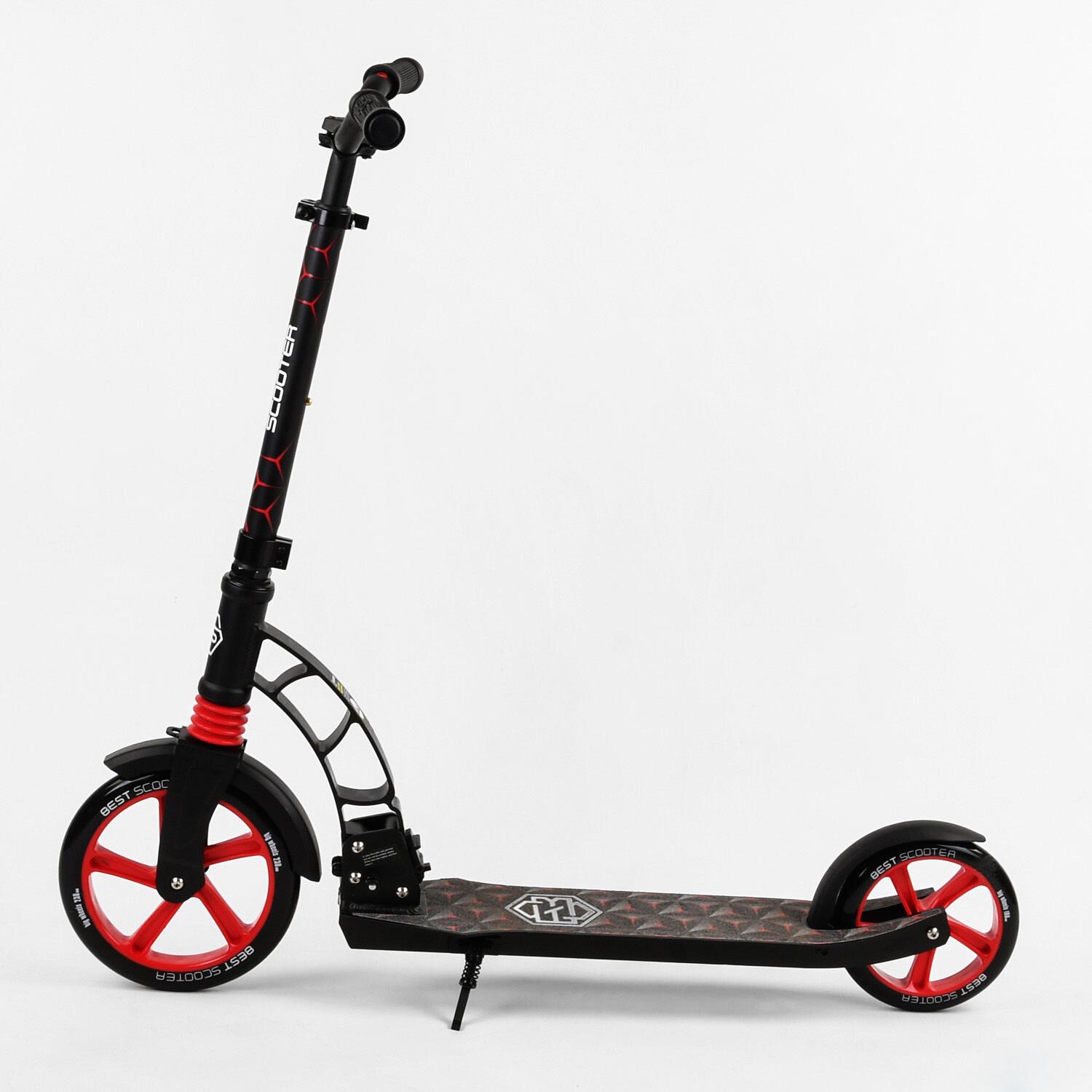 Самокат двоколісний Best Scooter колеса PU складаний амортизатор Black/Red (103455) - фото 3