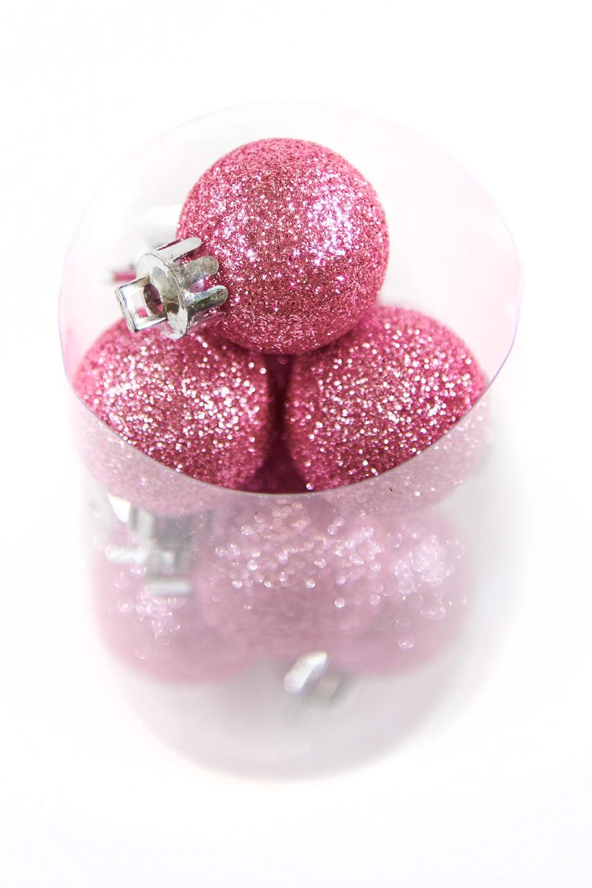 Елочные шары пластиковые 30 мм 15 шт. Темно-розовый (CNT00009960)