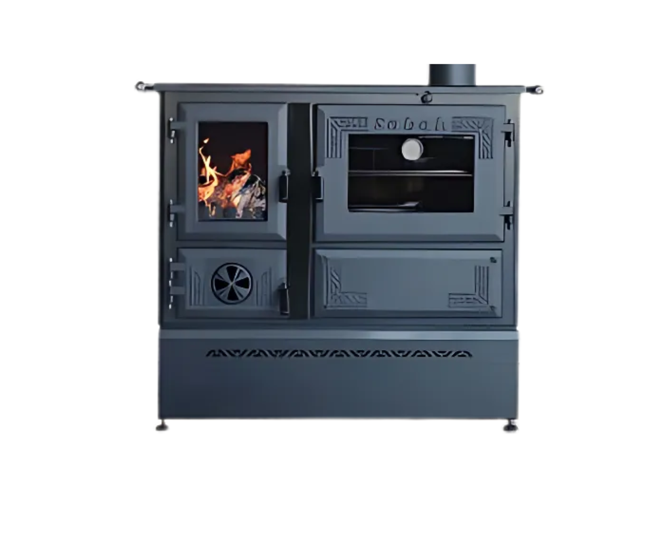 Чавунна піч Sabah S104 BLACK з конфорками, духовкою та чавунною топкою 15,6 кВт Чавунна піч Sabah S104 BLACK з конфорками, духовкою та чавунною топкою 15,6 кВт