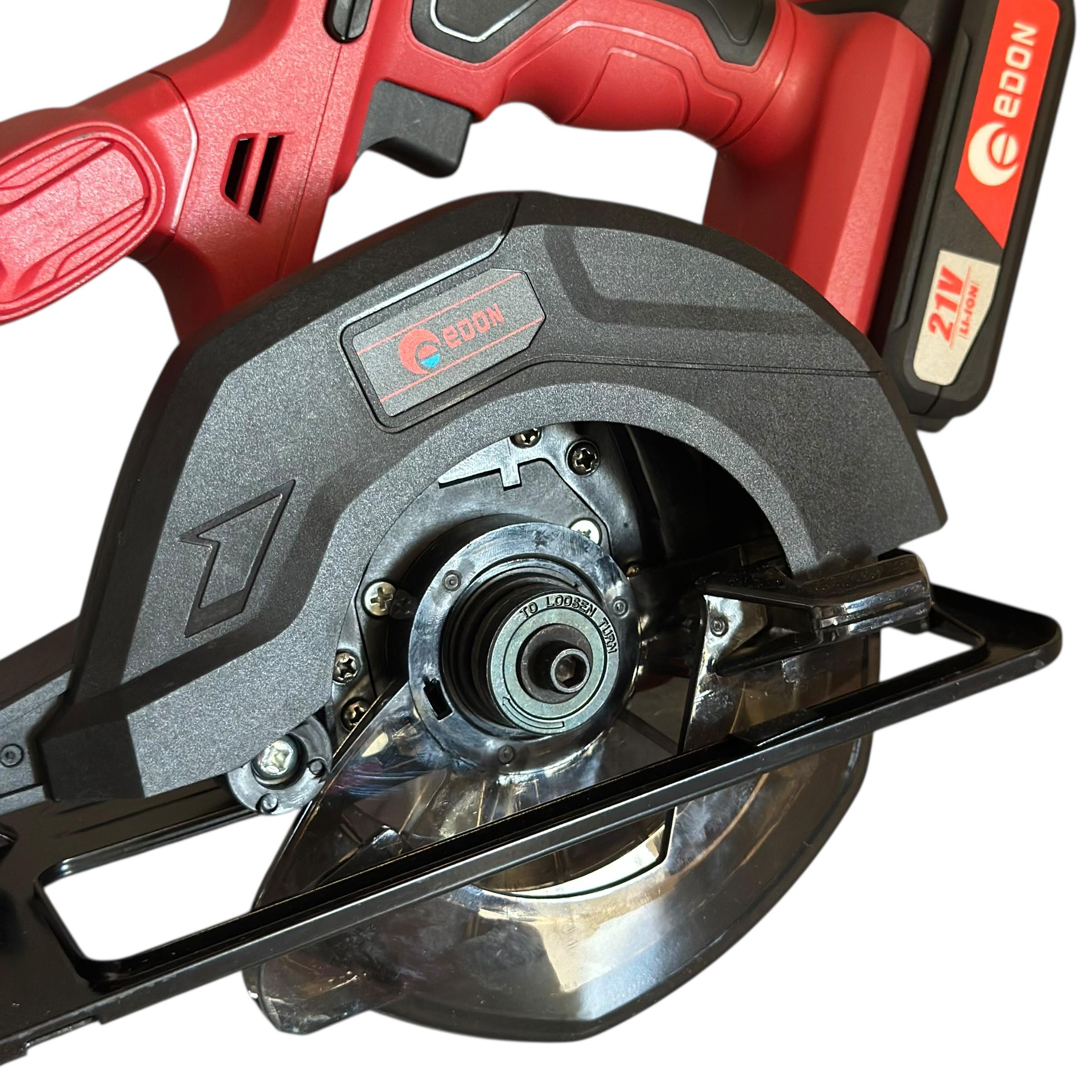 Циркулярная пила аккумуляторная Edon OAF21-CS 2 АКБ 21V 2Ah диск направляющая кейс/ЗУ - фото 2 Циркулярная пила аккумуляторная Edon OAF21-CS 2 АКБ 21V 2Ah диск направляющая кейс/ЗУ - фото 2