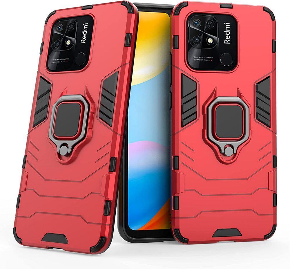 Противоударный чехол Xiaomi Redmi 10C (подставка кольцо) Red (29706-2D)