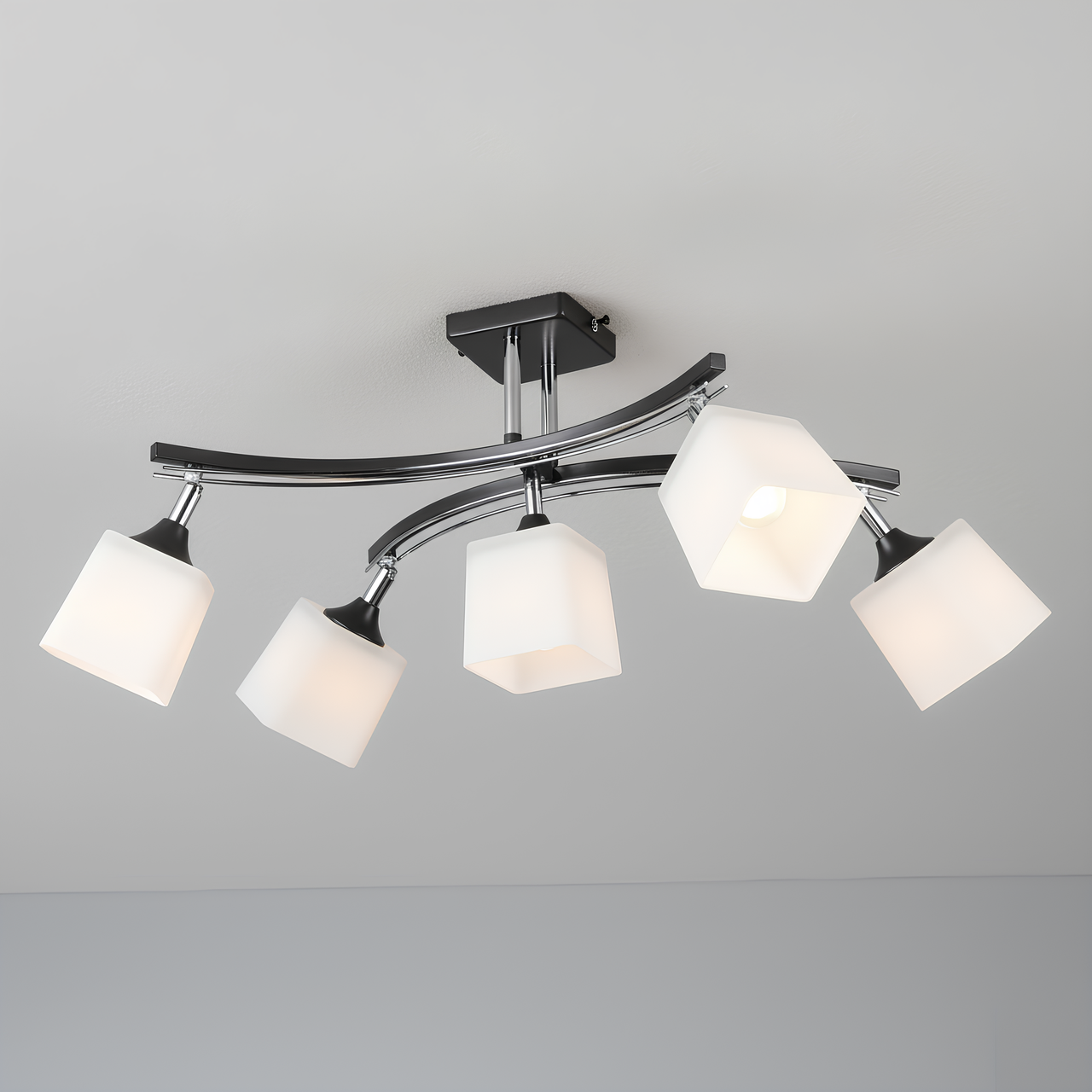 Люстра Valeso на пять поворотных плафонов под лампу Е27 Черный/Хром (B N1435/5 BK+CH)