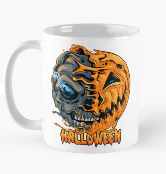 Чашка керамическая с принтом "Halloween" зомби тыква 330 мл Белый (ПН326Ч)