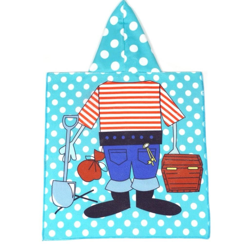 Пончо-рушник дитячий з малюнком з капюшоном мікрофібра 60x60 см Блакитний (пончо-8) - фото 2