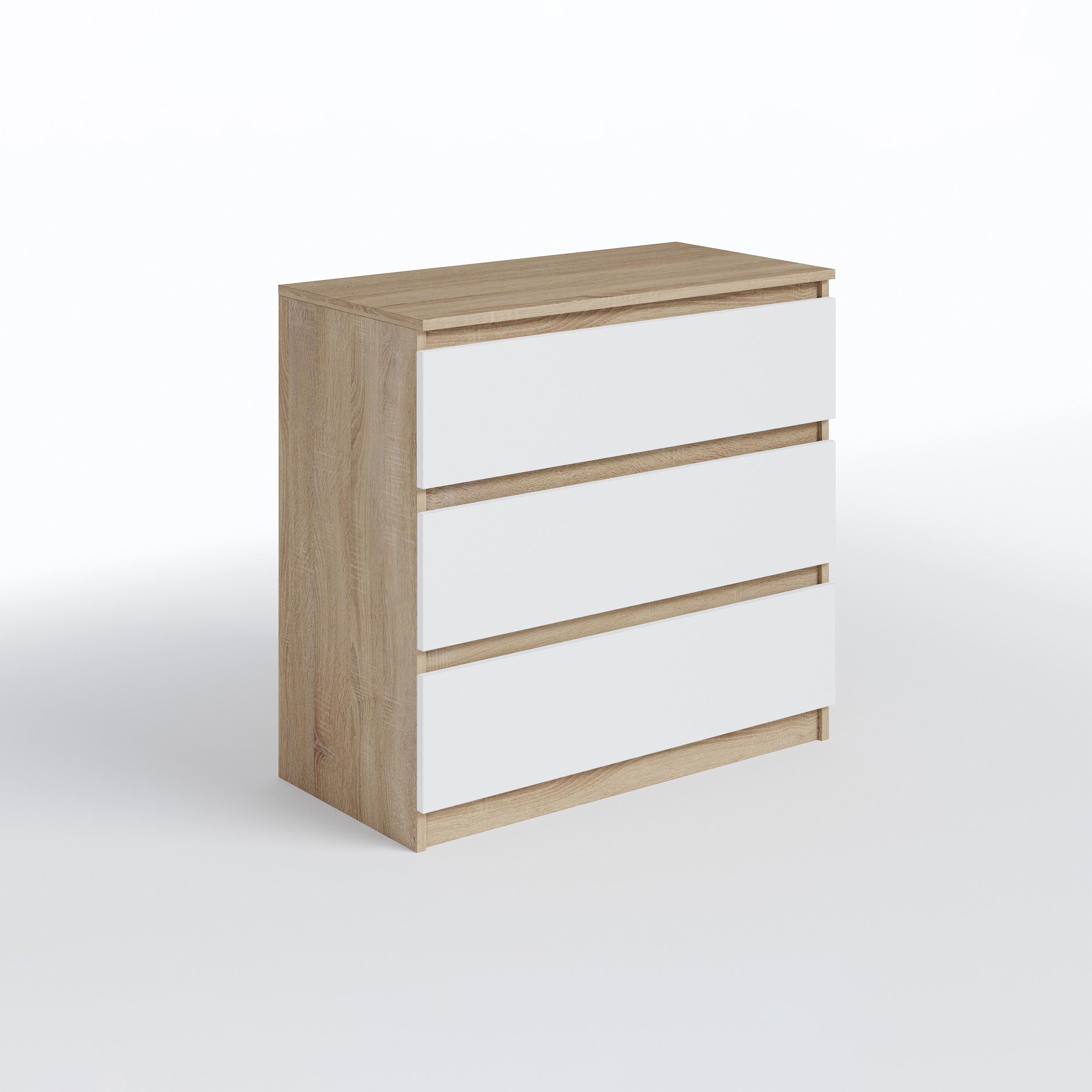 Комод на 3 ящика без ручек FT-214 800х400х755 мм Дуб сонома/Белый - фото 4