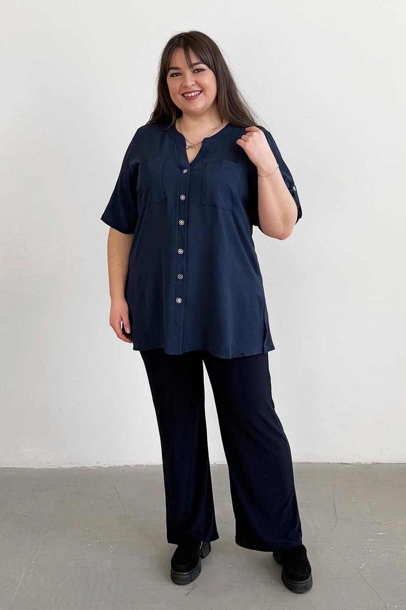 Сорочка жіноча PANNI Лада з жатої тканини р. 56-58 Темно-синій (Р2508252216) - фото 4 Сорочка жіноча PANNI Лада з жатої тканини р. 56-58 Темно-синій (Р2508252216) - фото 4