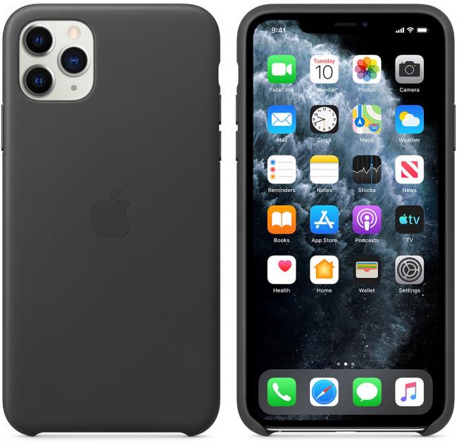 Чехол-накладка Apple Leather Case for iPhone 11 Pro Max, Black (MX0E2) Оригинал