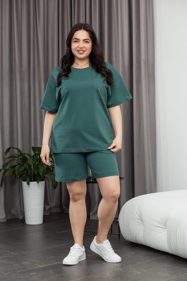 Спортивный костюм женский двойка Aksan 3XL Темно-зеленый (5.2653_dark-green_52)