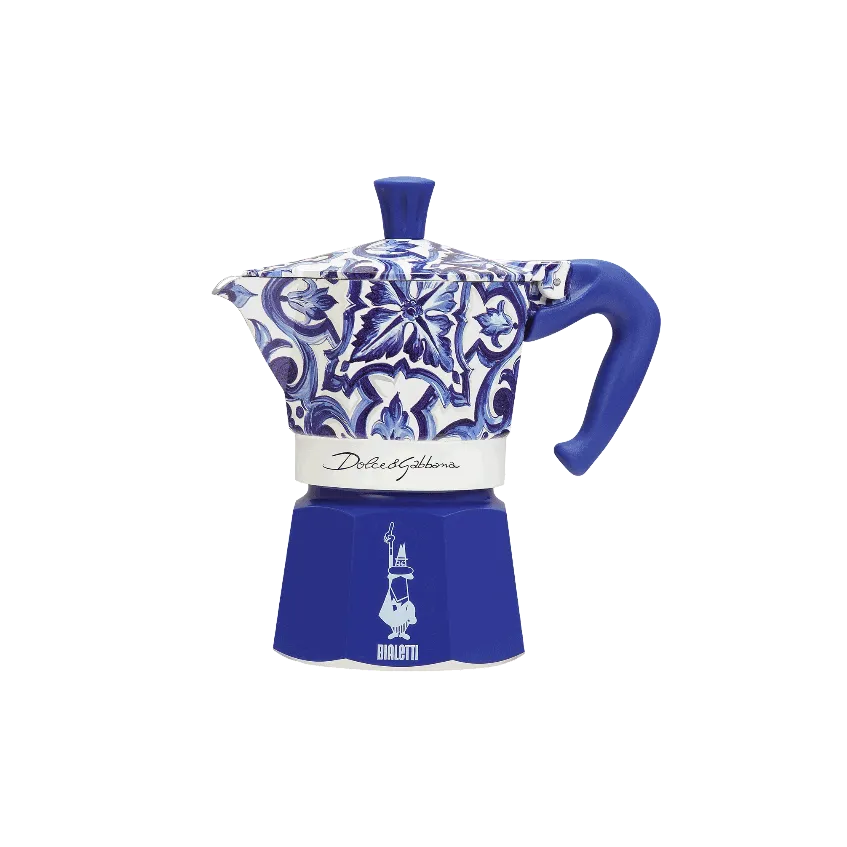 Гейзерная кофеварка Bialetti Dolce&Gabbana Mediterraneo MOKA EXPRESS 3 CUPS Blue (0005345) - фото 1 Гейзерная кофеварка Bialetti Dolce&Gabbana Mediterraneo MOKA EXPRESS 3 CUPS Blue (0005345) - фото 1