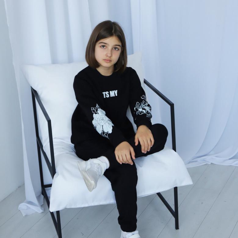 Світшот підлітковий для дівчинки GBI TEENS Its my 140 см Чорний (13768)