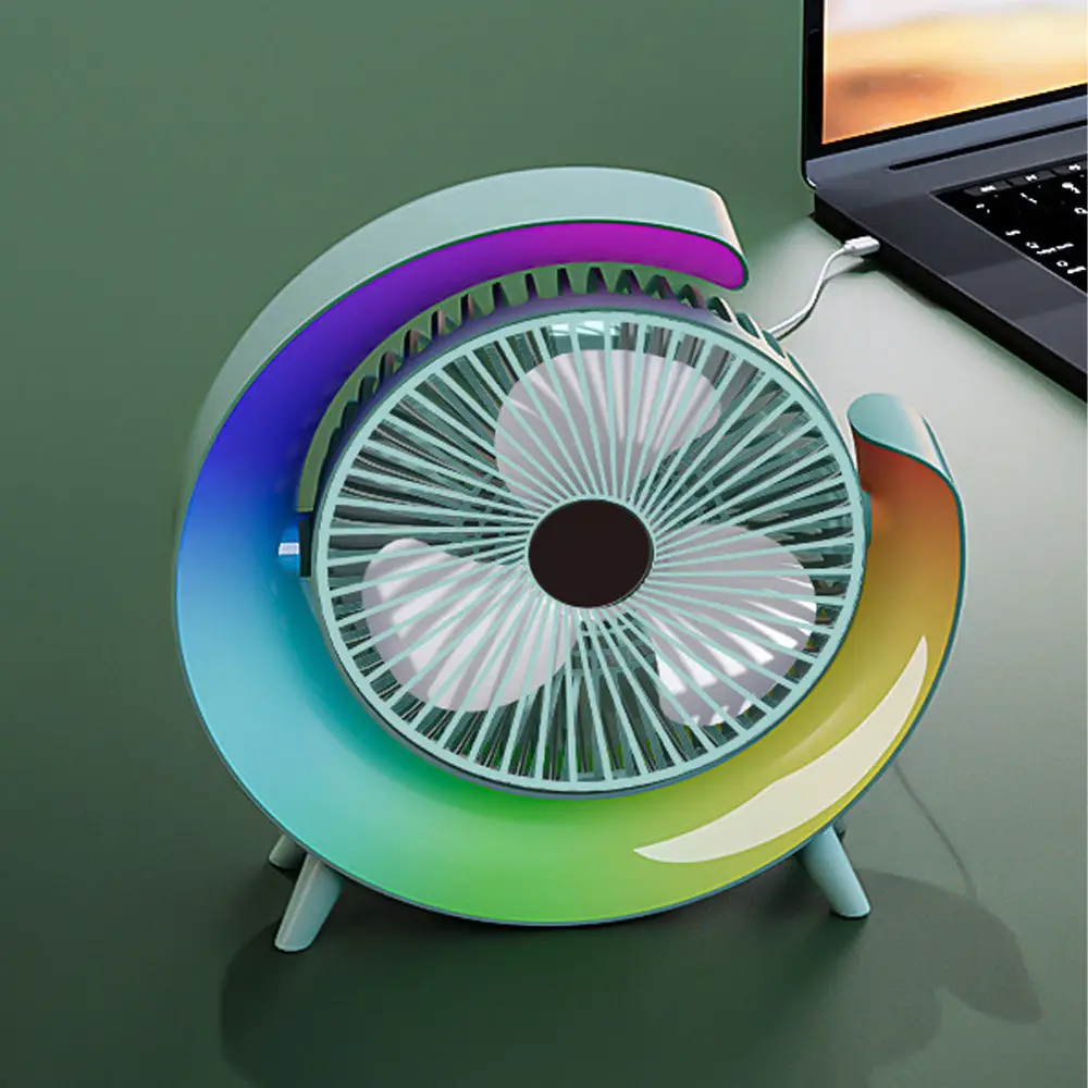 Вентилятор настільний акумуляторний RGB 180° USB Блакитний (25411388) - фото 5 Вентилятор настільний акумуляторний RGB 180° USB Блакитний (25411388) - фото 5