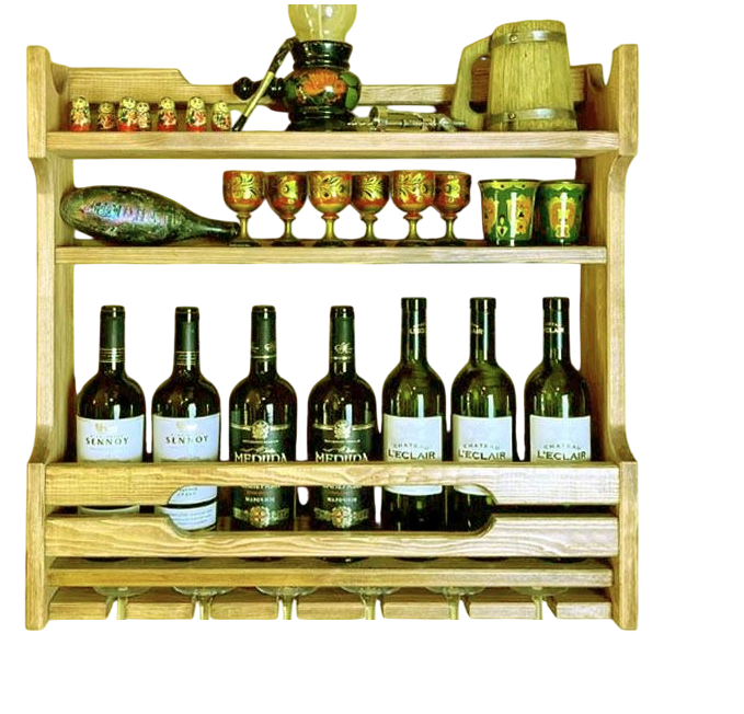 Полка для вина настенная из дерева Фудамото 66 Сиена (ПНК-619605)