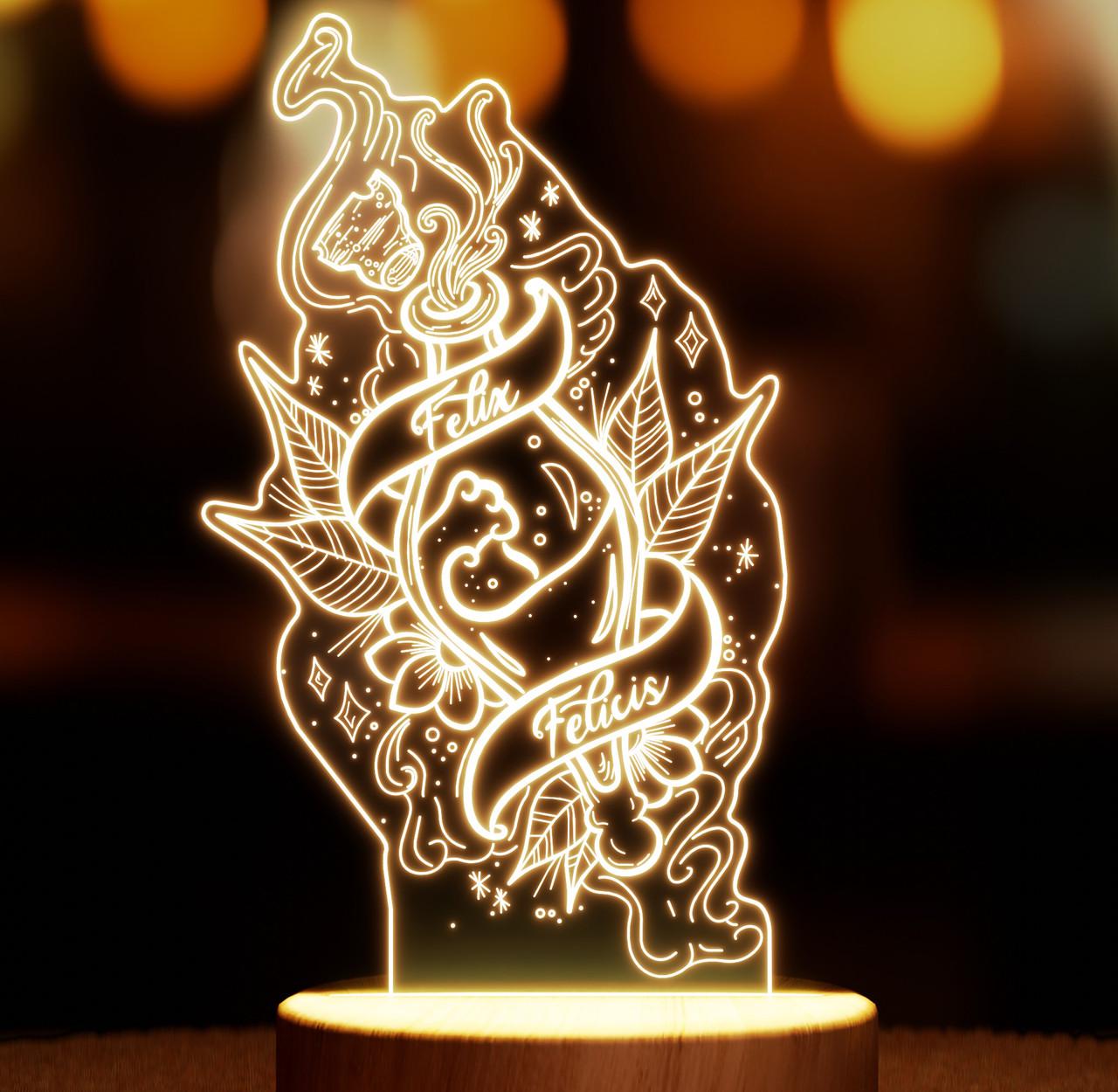 Ночник-светильник Lampic Felix Felicis USB дерево/акрил 14х24 см Желтый (32377461)