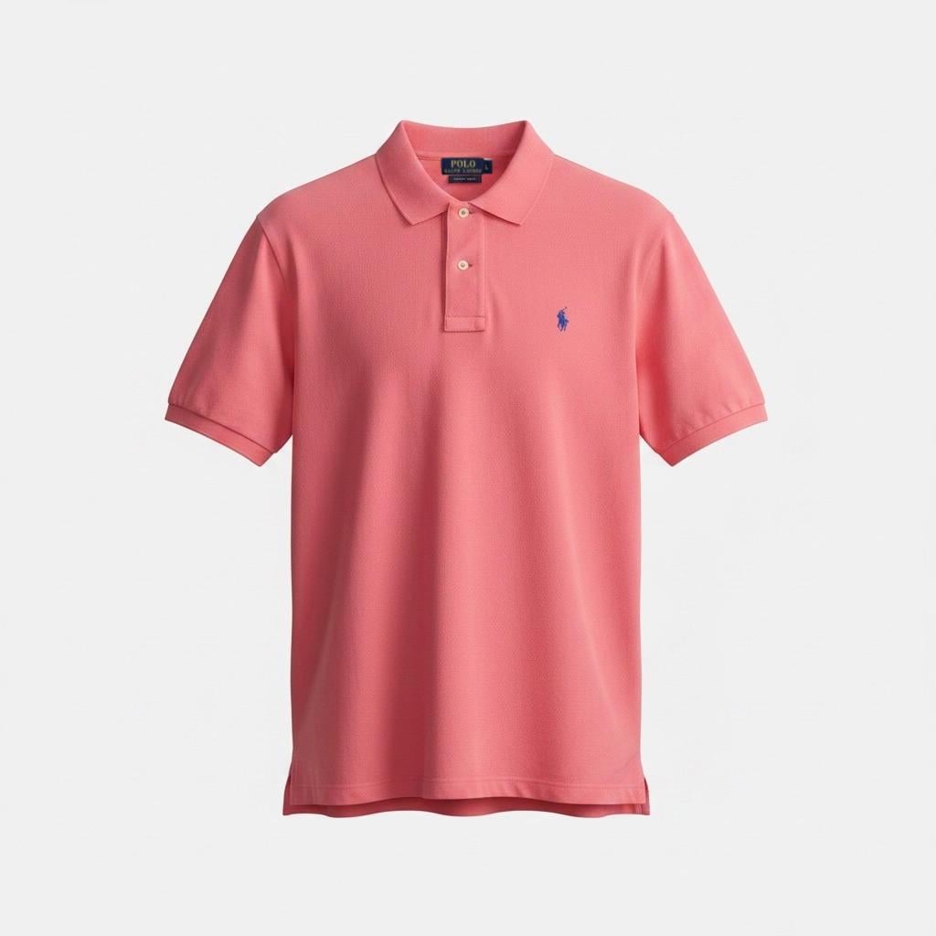 Футболка мужская поло в стиле Ralph Lauren Classic Fit Mesh Polo Shirt M Коралловый (RL13002.8M)