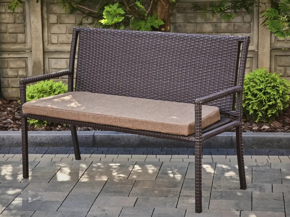 Диван садовий двомісний Емма плетений з техноротангу з ручками на металевому каркасі 130 см Антрацит (CNT00013121)