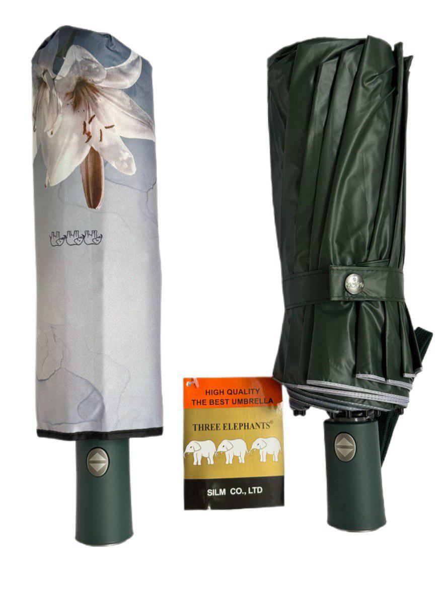 Парасолька-автомат жіноча Три Слона з квітами та однотонним куполом 16 спиць антивітер Зелений/Лілії (7569) - фото 4 Парасолька-автомат жіноча Три Слона з квітами та однотонним куполом 16 спиць антивітер Зелений/Лілії (7569) - фото 4
