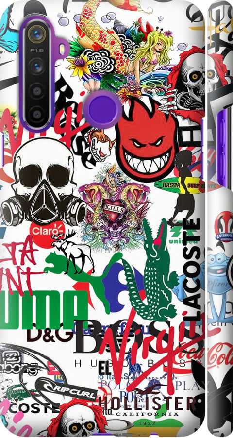 Чехол на Realme 5 Many different logos (4022m-1862-42517)
