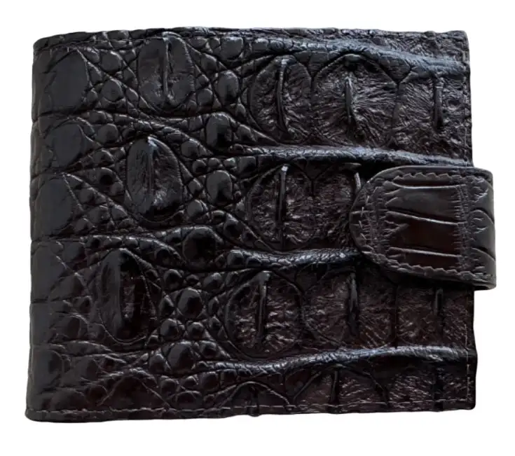 Кошелек портмоне Ekzotic leather из кожи крокодила с хлястиком Коричневый (cw34_2)