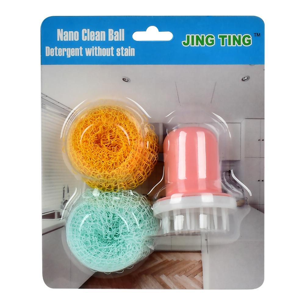 Щетки-мочалки кухонные Jing TING R93531 3 шт. 19х16 см Разноцветный (26075196)