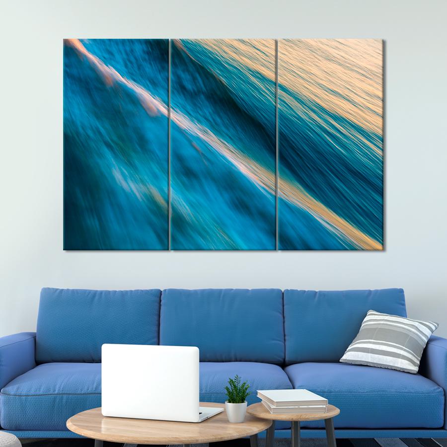 Картина абстракция Синяя морская поверхность 165x122 см (A898-2)