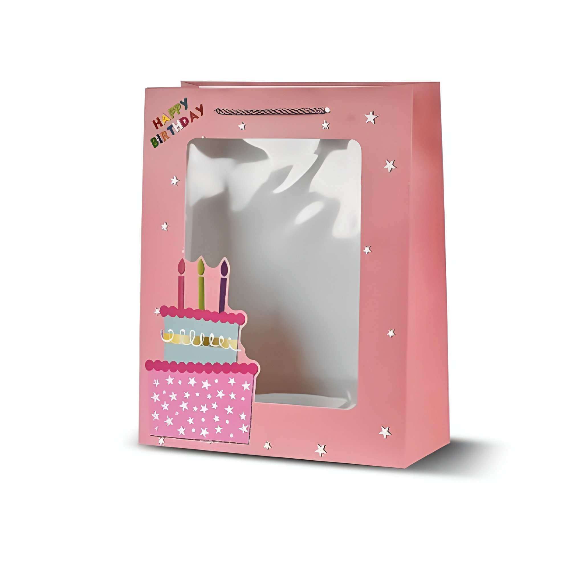 Подарочный пакет Stenson Festive 26х32х10 см Розовый (R33238-M)