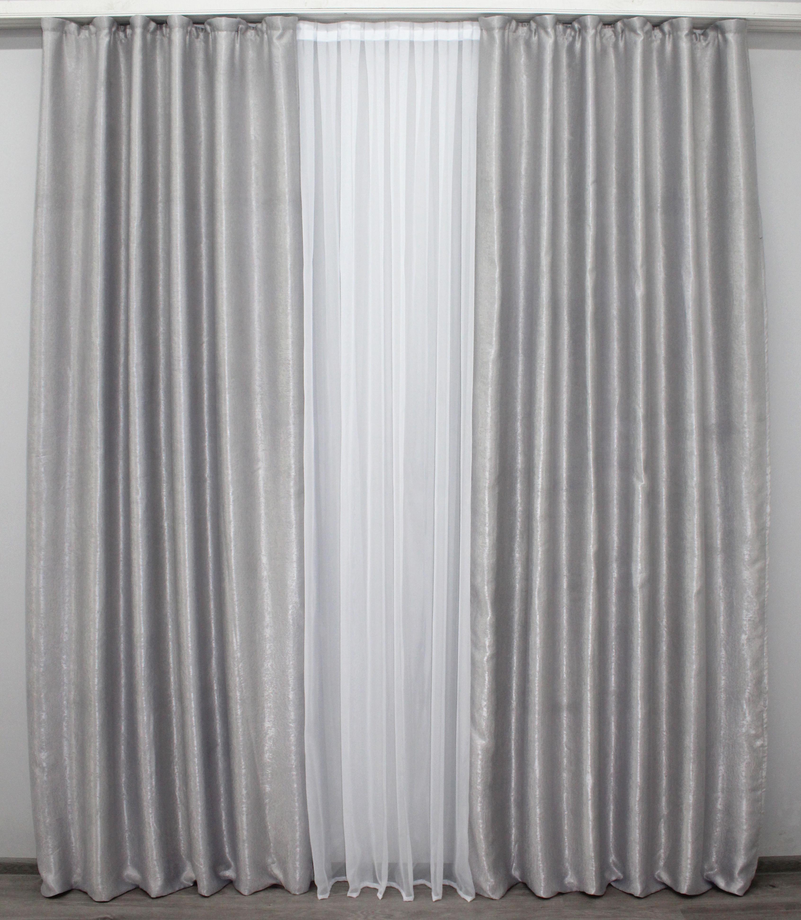 Комплект готових штор VR-Textil Софт №981ш 200х270 см 2 шт. Світло-сірий (32-052) Комплект готових штор VR-Textil Софт №981ш 200х270 см 2 шт. Світло-сірий (32-052)