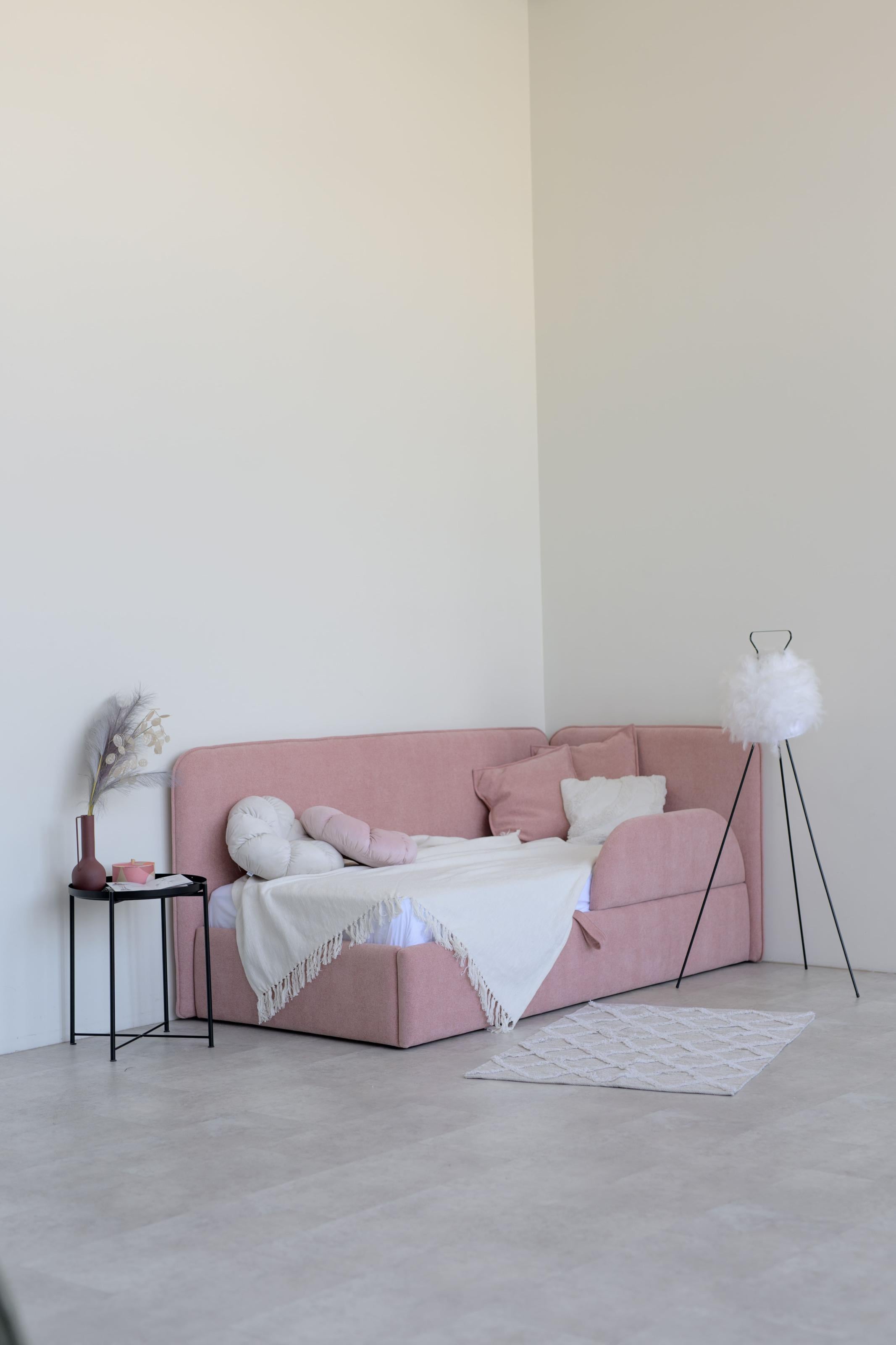 Кровать подростковая Dreamer Тим и защитный бортик 90x200 см Розовый (26224691)