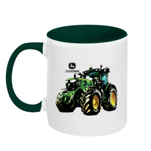 Чашка керамическая двухцветная John Deere Tractor and logo 320 мл Бело-зеленый (11236835-30-169142)