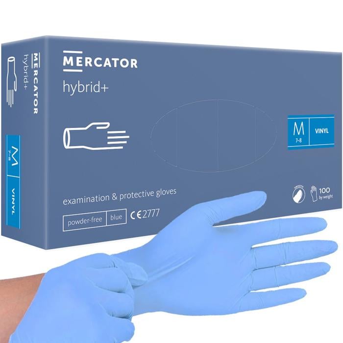 Перчатки нитровиниловые Mercator Hybrid+ неопудренные M 100 шт.