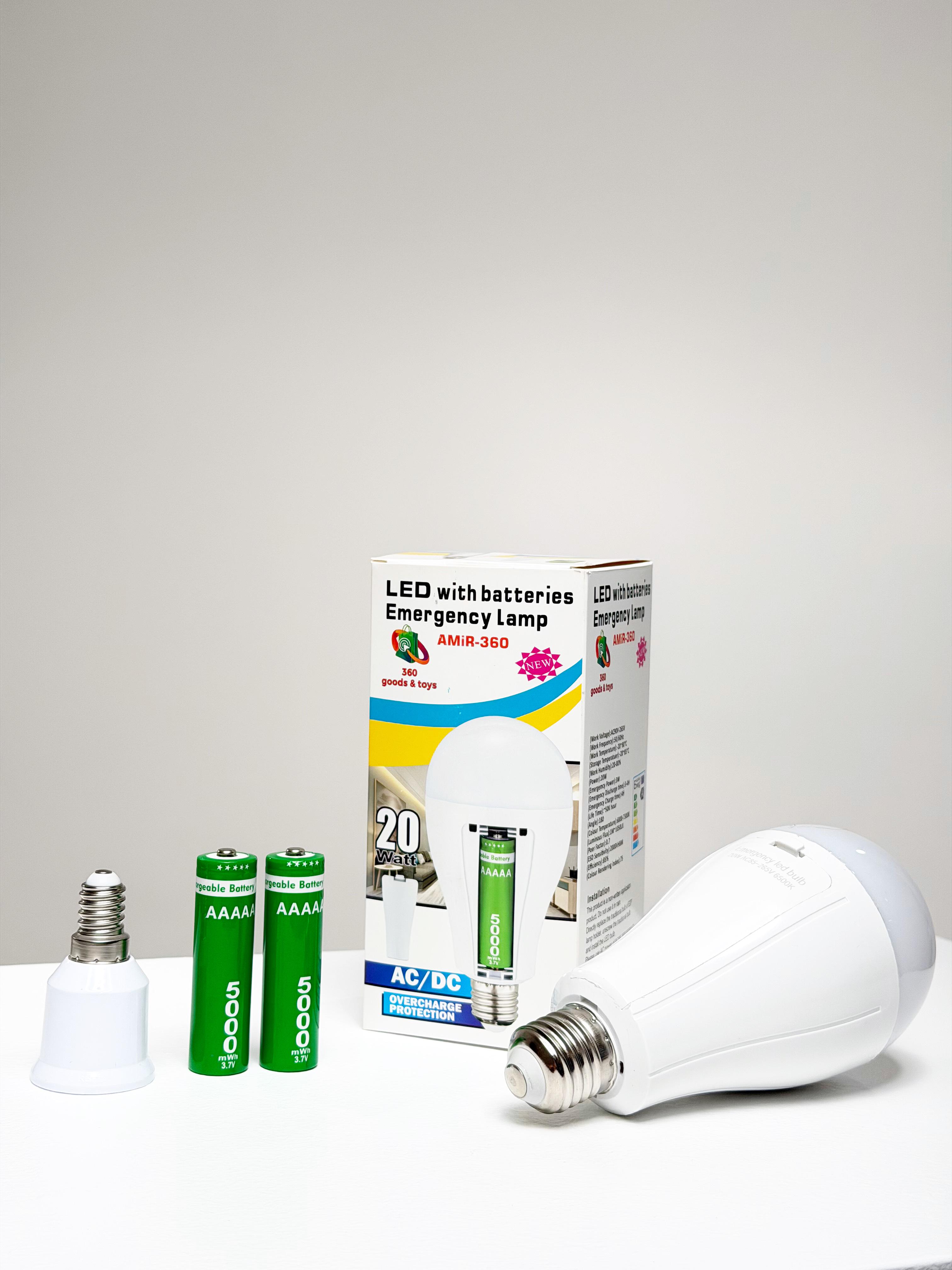 Світлодіодна лампа AMIR-360 20 Вт з акумуляторами E27/E14 (JM-548) - фото 10 Світлодіодна лампа AMIR-360 20 Вт з акумуляторами E27/E14 (JM-548) - фото 10