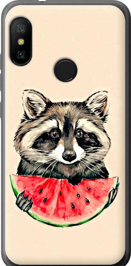 Чехол на Xiaomi Mi A2 Lite Енотик с арбузом (4605u-1522-42517)