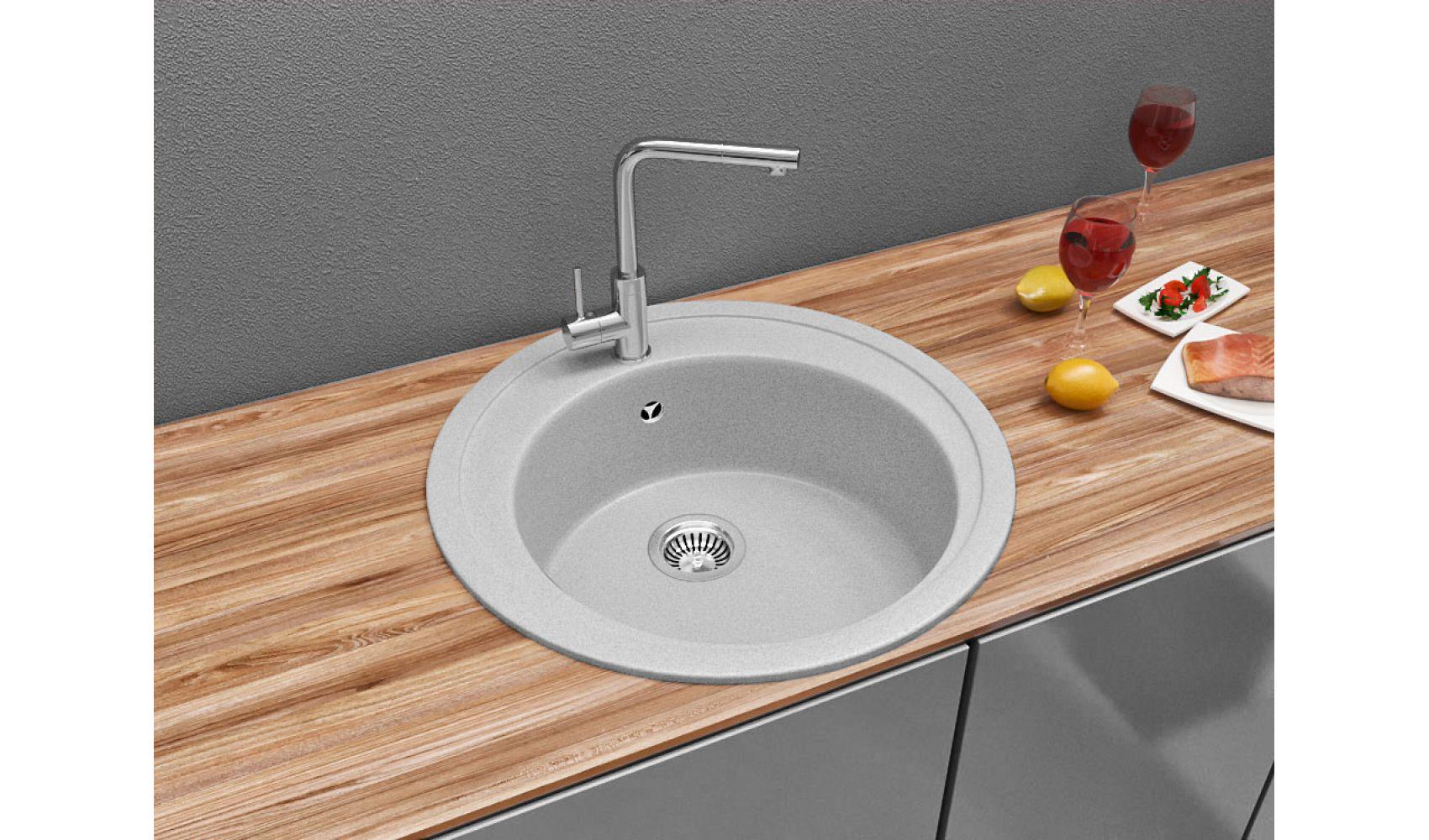Кухонная мойка Lexona Blansh гранитная з краном Серый - фото 6