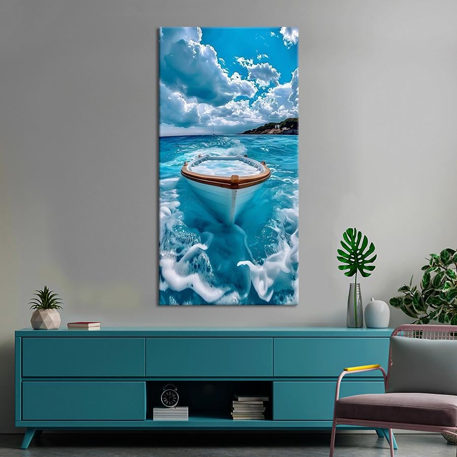 Картина на полотні Білий човен у блакитному морі 80x40 см (280VP_L) - фото 2