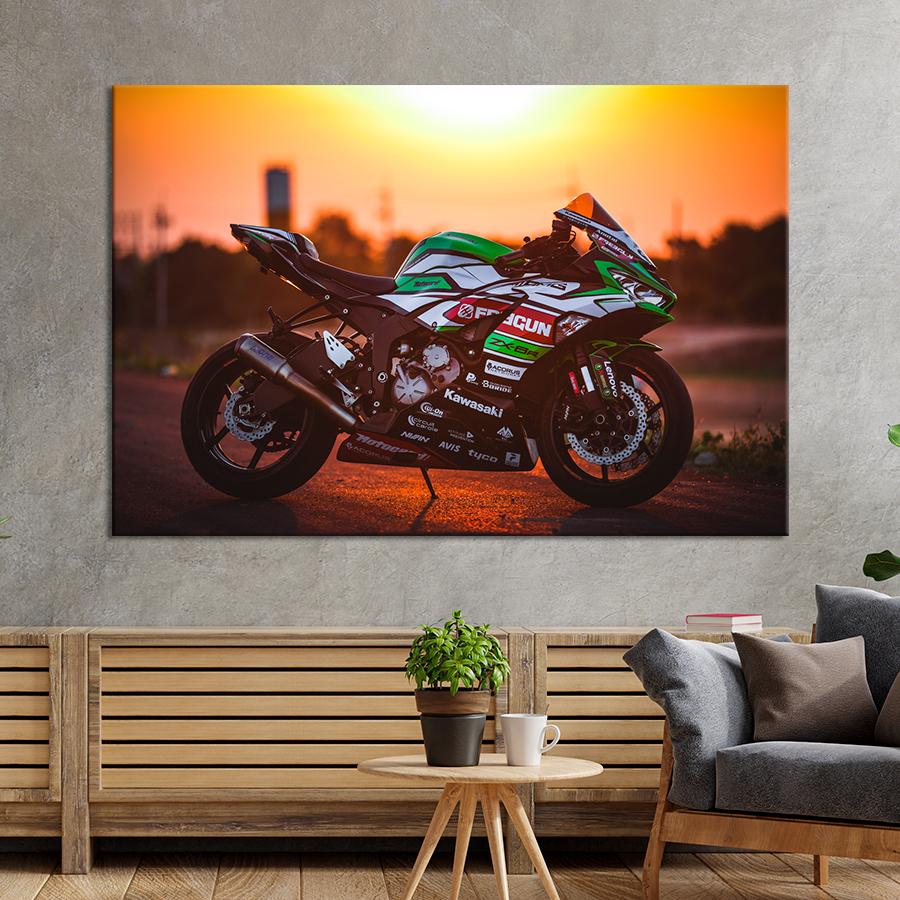 Картина Автомобиль Мощный мотоцикл Kawasaki Ninja 80x54 см (A1199-1)