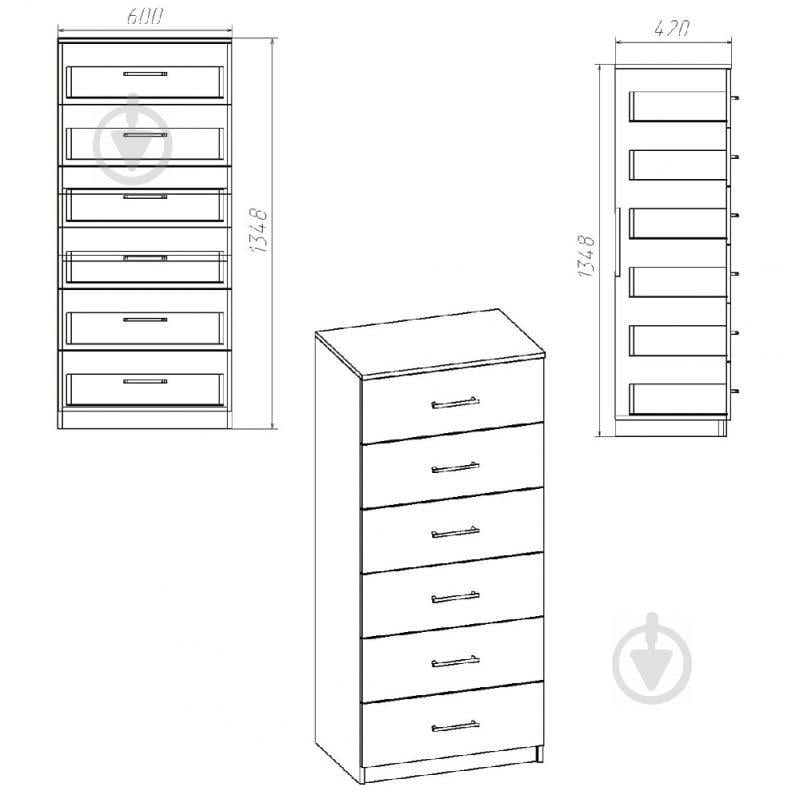 Комод KOMPANIT 6 МДФ Дуб - фото 2 Комод KOMPANIT 6 МДФ Дуб - фото 2