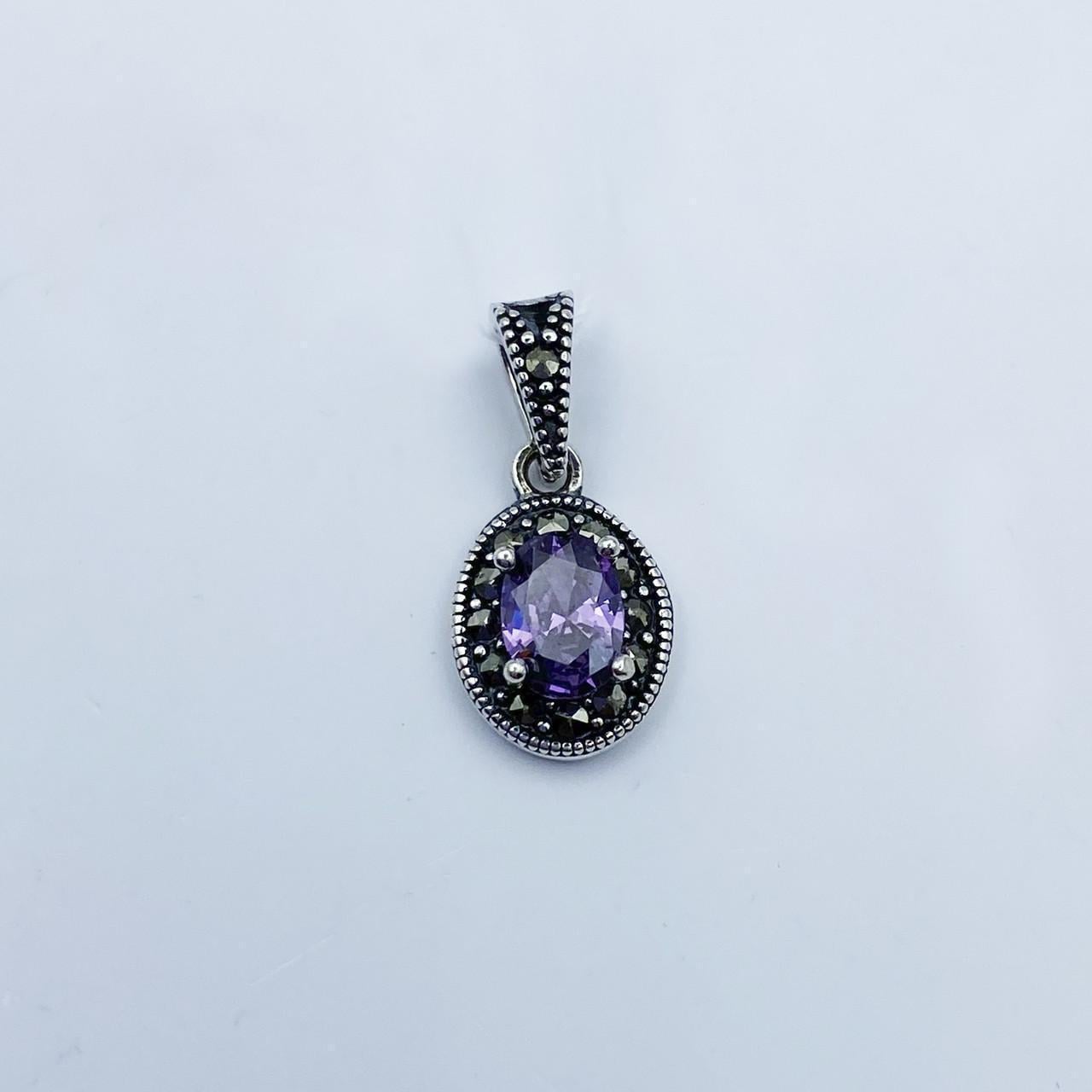 Серебряный кулон с аметистовым кварцем и марказитом 1,53 г (2242879580)