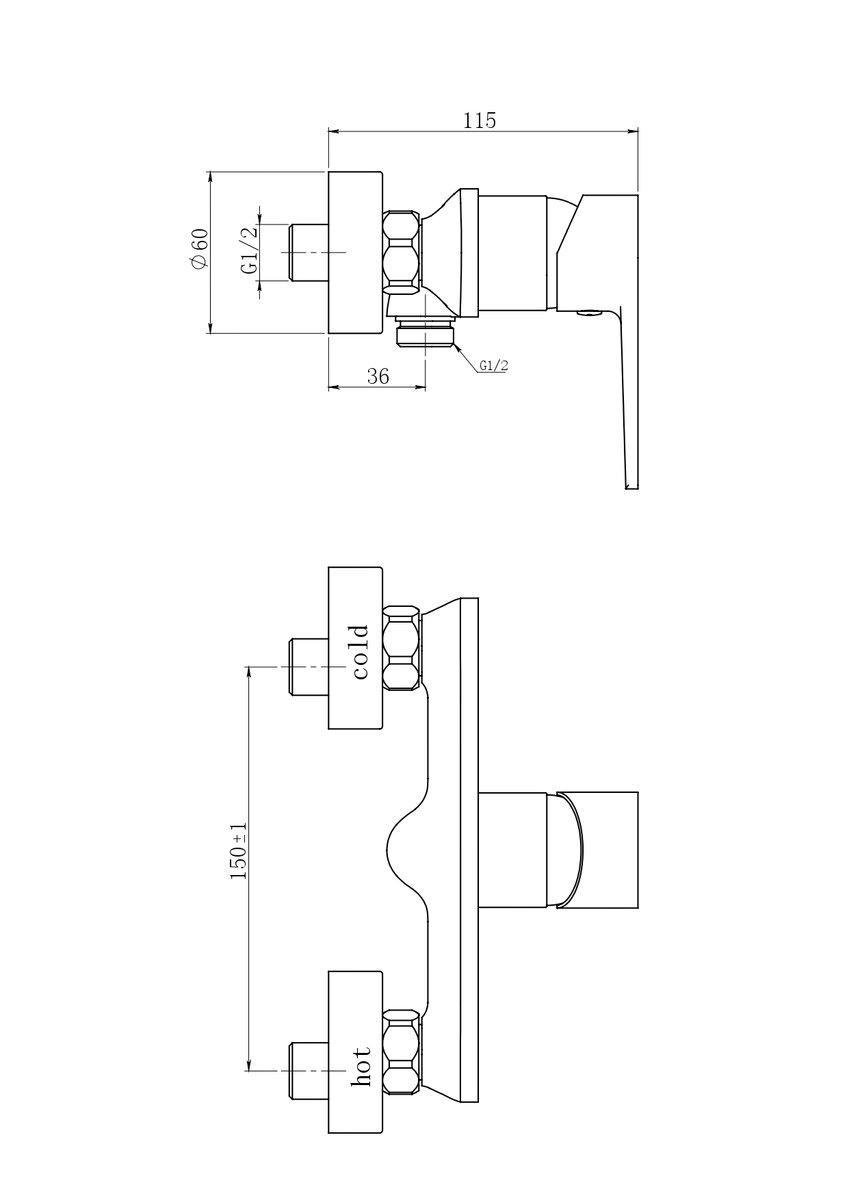 Змішувач для душу Perla Harry одноважільний латунь (PBZ6105) - фото 2 Змішувач для душу Perla Harry одноважільний латунь (PBZ6105) - фото 2