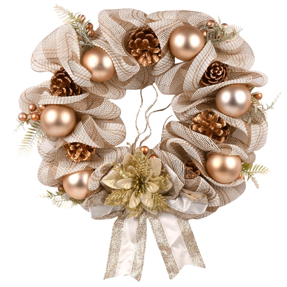 Декор різдвяний Вінок R33918 40 см Бежевий (30651723)