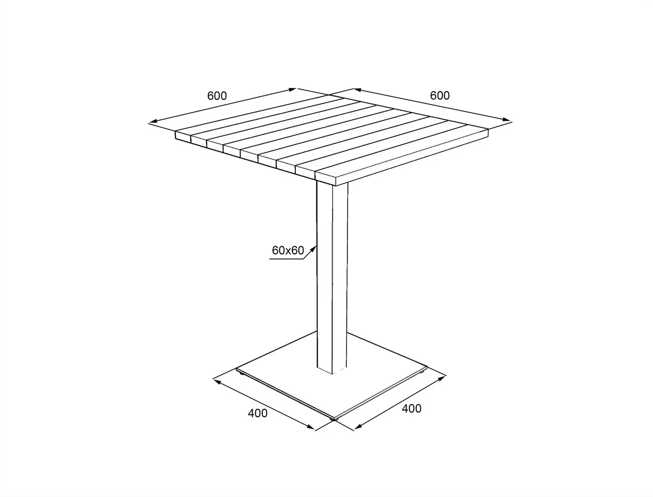 Уличный стол Lofty Серия 1 квадратный из ламелей ясеня 600х600 мм - фото 2