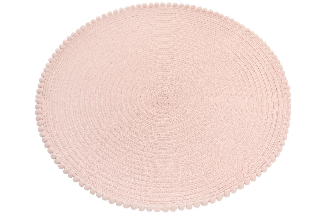 Коврик для сервировки Bonadi круглый с ободком из помпонов 38 см Розовая пудра (444-135)