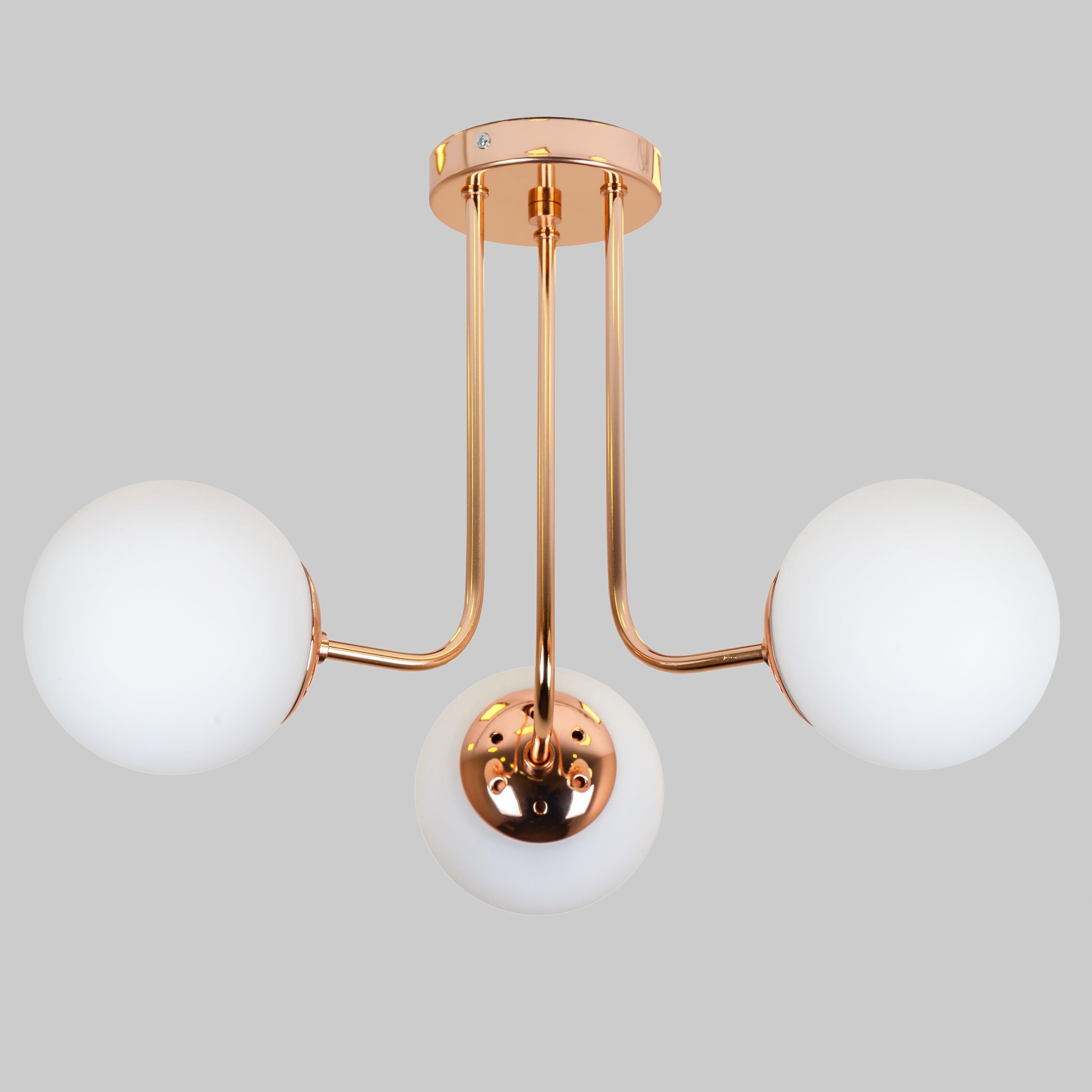 Люстра потолочная Triple Glow с 3 плафонами-шарами Золотой (52-9908-3 GOLD+WH)